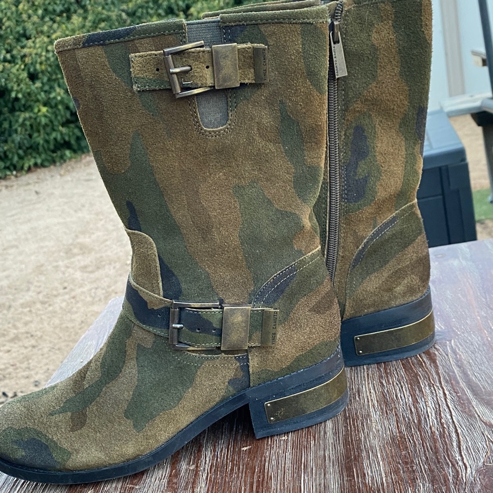 Vince Camuto Women's Camo Suede Combat Boots - Green/Brown - Picture 3 of 8